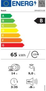 Bosch Serie 6 SMV6ZCX10E – Lavavajillas Integrable – 14 Cubiertos – Clase B – 40 dB - Imagen 3